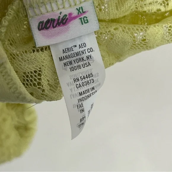 Aerie Eyelash Lace Plunge Bralette yellow Padded Size XL - Picture 6 of 6